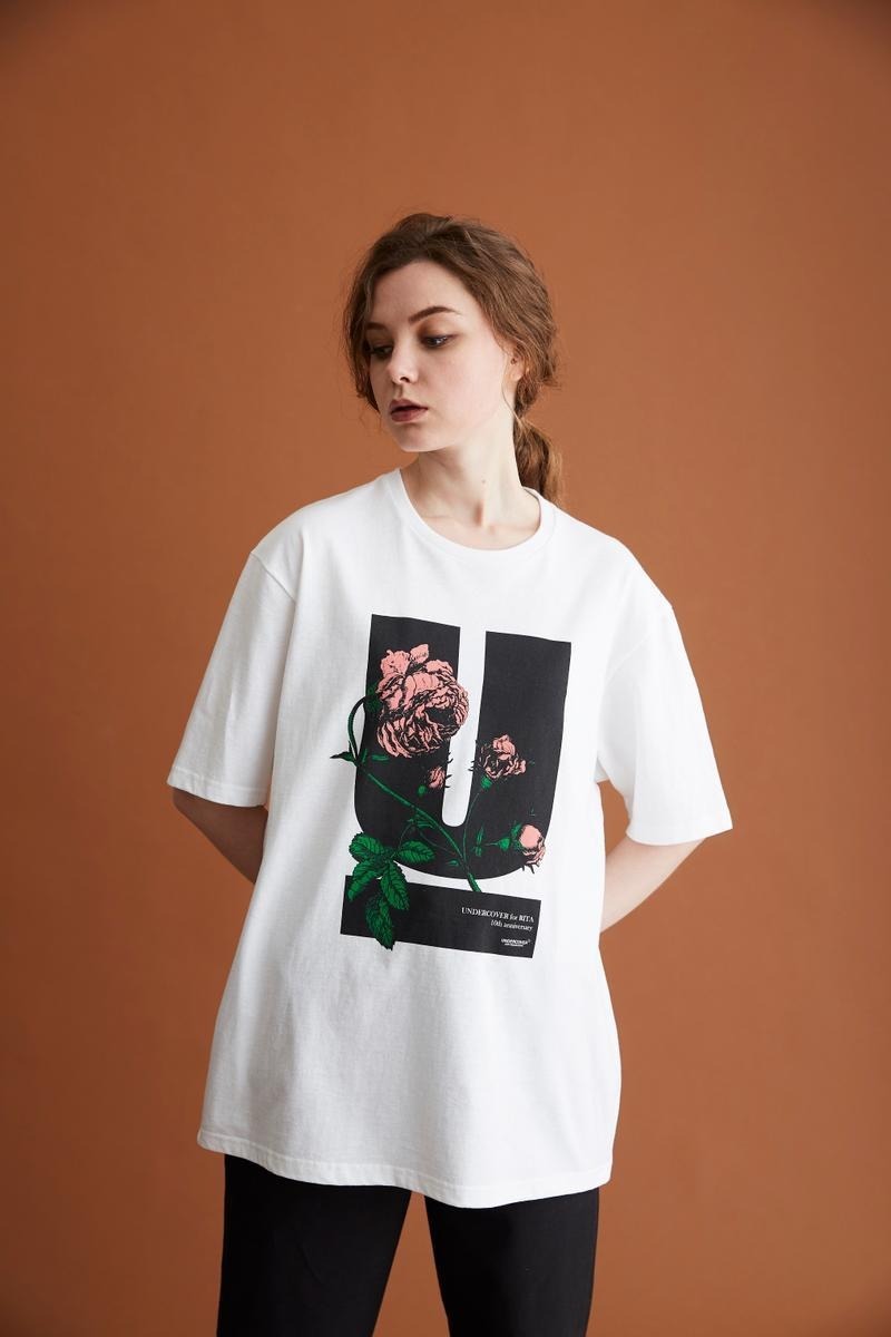 19AW UNDERCOVER for RITA 10th anniversary アンダーカバー リタ Uロゴ Tシャツ 半袖 カットソー 2 白 ホワイト バラ 薔薇 706M UNDERCOVER アンダーカバー リタ 希少 Savignac 0