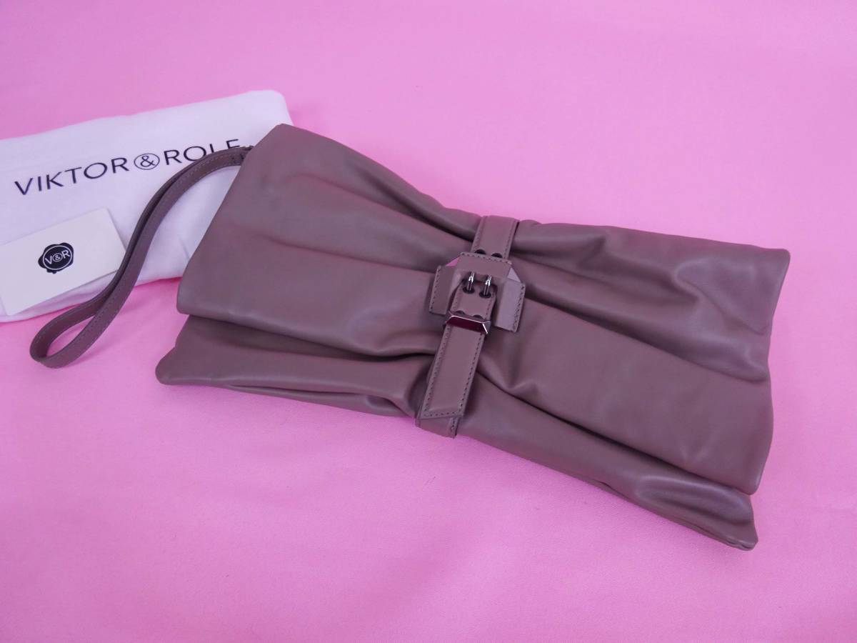 VIKTOR & ROLF ヴィクター&ロルフ レザークラッチバッグ グレージュ 新品未使用品 定価¥148,500