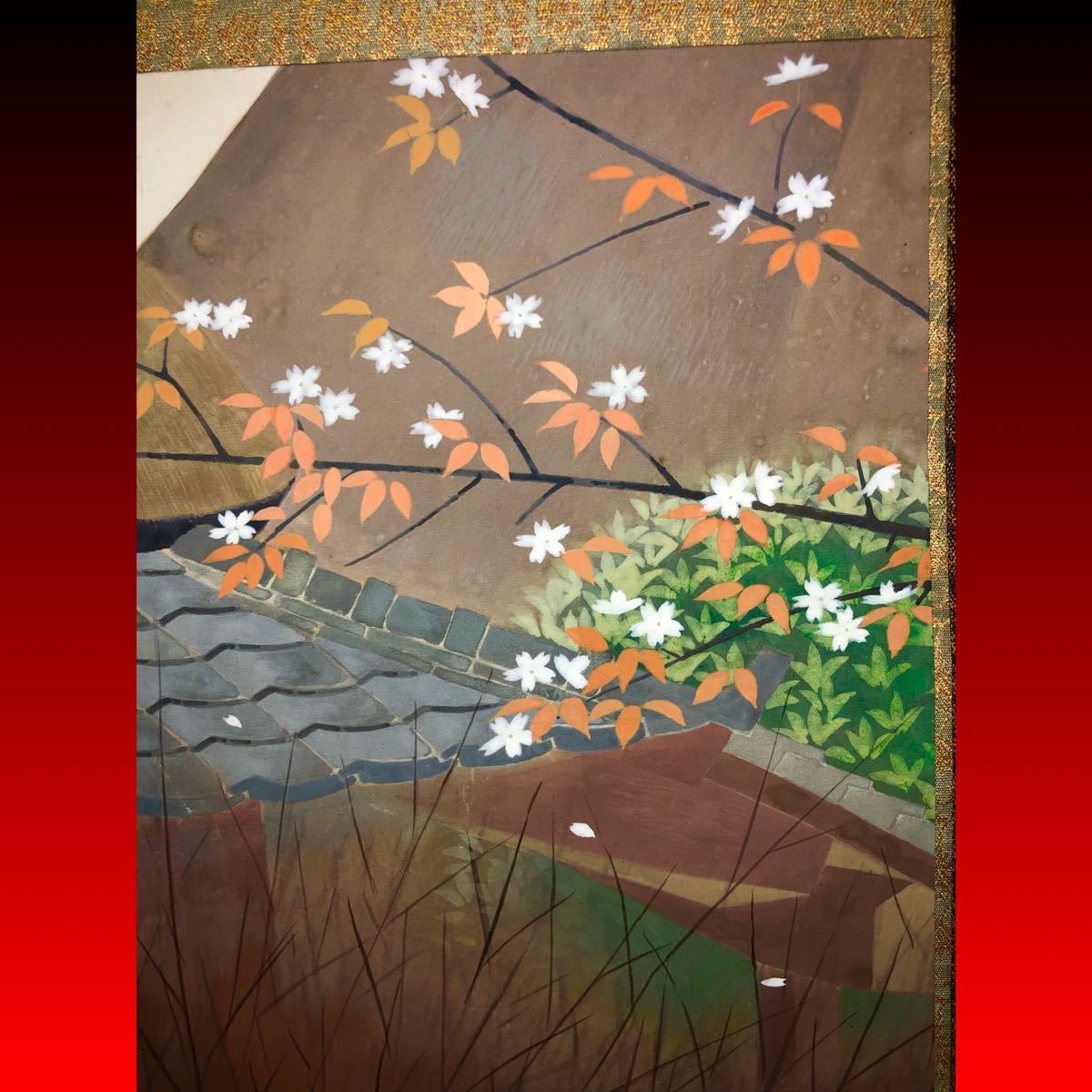 石川県御屋敷所蔵品⑨】『早春』○水野深草○ 肉筆絹本 共箱 風景画 