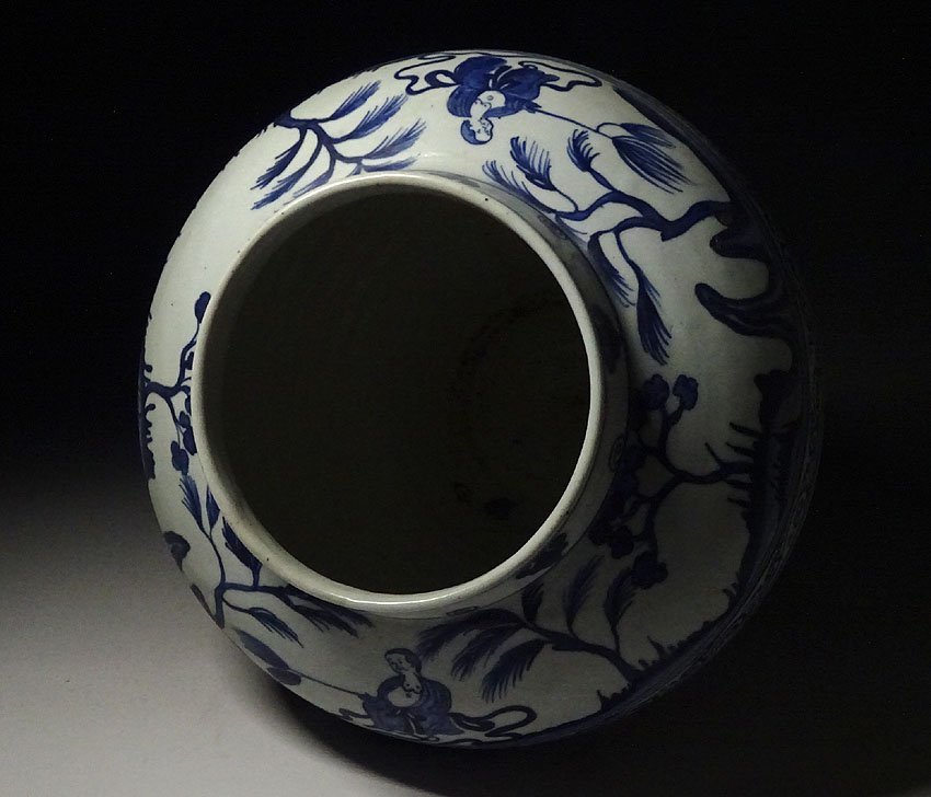 緑屋hc□ 中国古玩 元染 染付 大花瓶 幅約31.5cm 唐物 時代物 i9/8