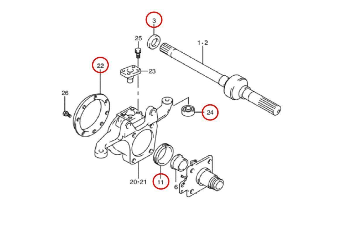 ジムニー　JB23/33/43 フロントハブ　ナックル　キングピン周りのOHセット1台分 フロントハブ ナックル 自動車 キングピンベアリング ジムニーJB23⁄33⁄43 キングピンOHセット1