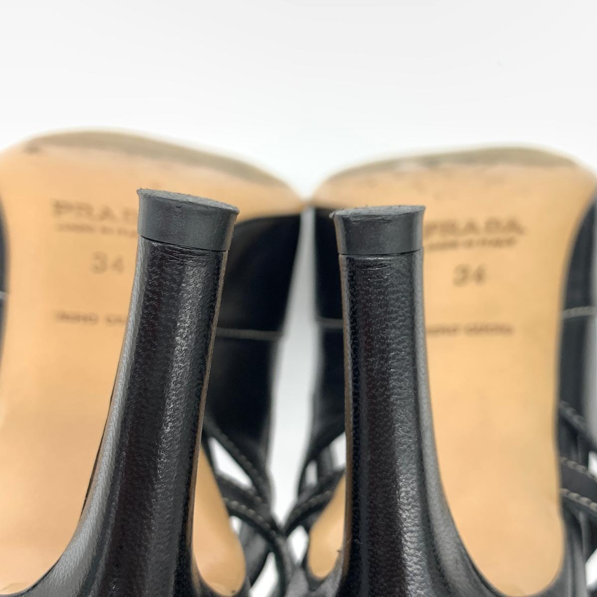 ◆PRADA プラダ パンプス サイズ34◆　black /黒/ブラック/リボン/ストラップ/イタリア製/レディース/シューズ/靴 プラダ PRADA パンプス 1XZ747 サイズ34 1&frasl;2EBAP7058
