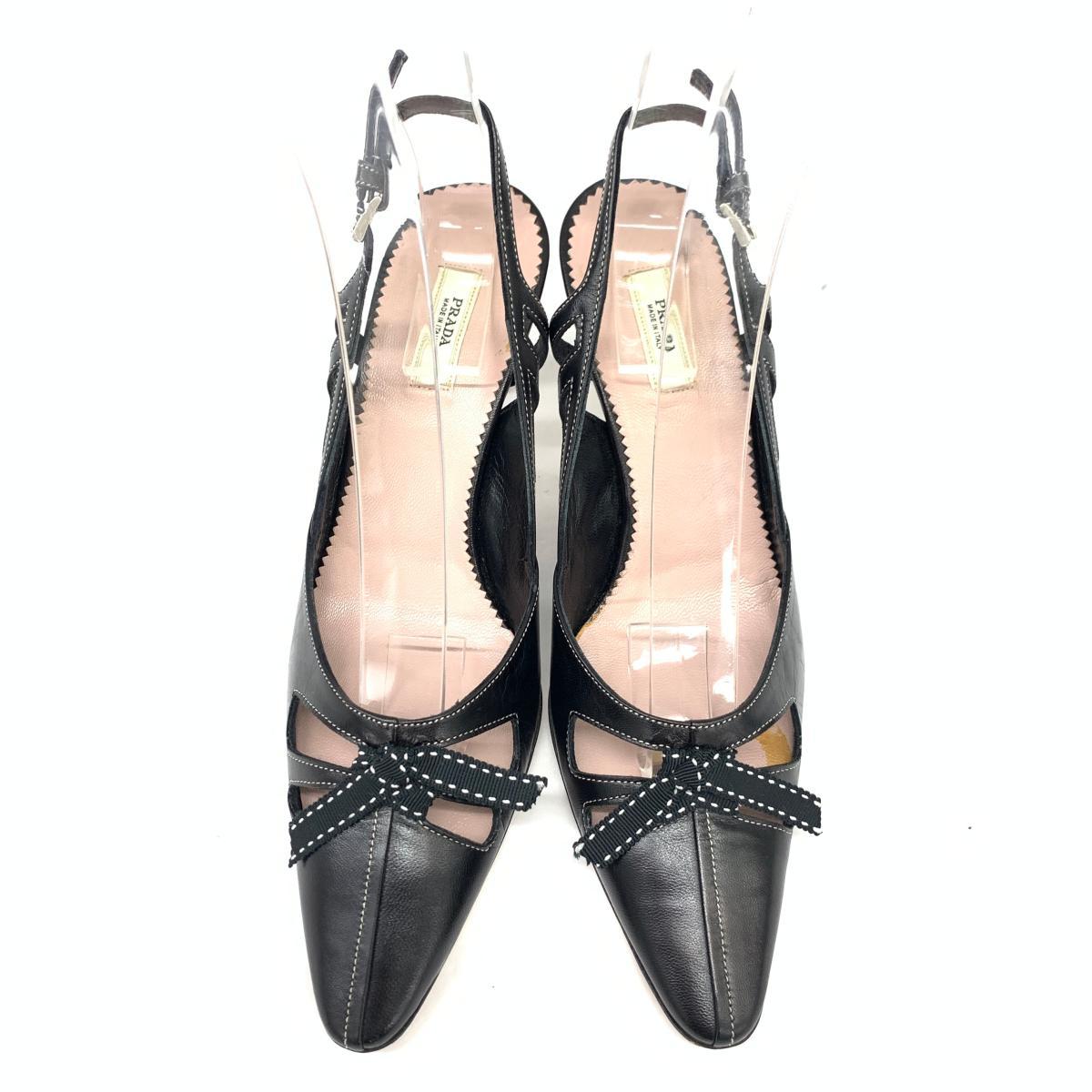 ◆PRADA プラダ パンプス サイズ34◆　black /黒/ブラック/リボン/ストラップ/イタリア製/レディース/シューズ/靴 プラダ PRADA パンプス 1XZ747 サイズ34 1&frasl;2EBAP7058