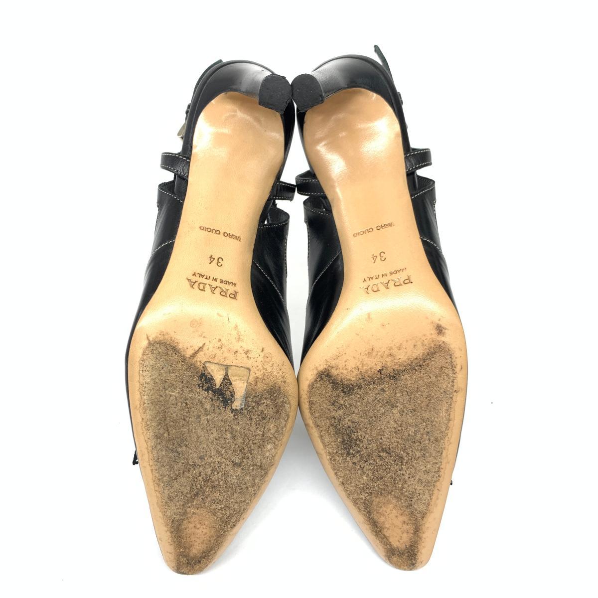◆PRADA プラダ パンプス サイズ34◆　black /黒/ブラック/リボン/ストラップ/イタリア製/レディース/シューズ/靴 プラダ PRADA パンプス 1XZ747 サイズ34 1&frasl;2EBAP7058