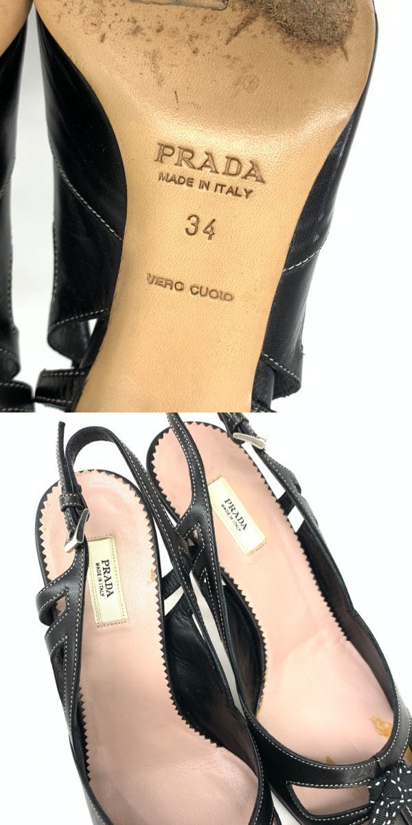 ◆PRADA プラダ パンプス サイズ34◆　black /黒/ブラック/リボン/ストラップ/イタリア製/レディース/シューズ/靴 プラダ PRADA パンプス 1XZ747 サイズ34 1&frasl;2EBAP7058