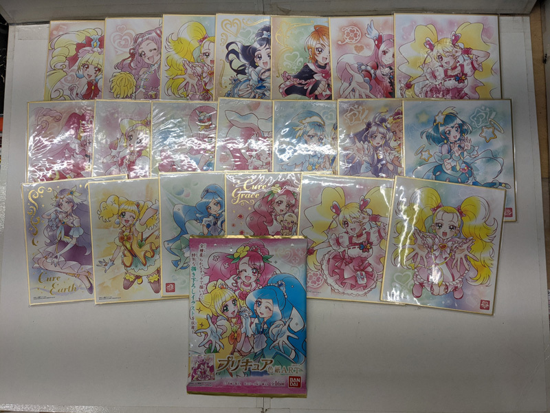 プリキュア色紙アートクリアファイルミニフィギュアまとめ売り大量 処分 大量 バンダイ プリキュア 色紙ART アート ミニ色紙 71枚セット