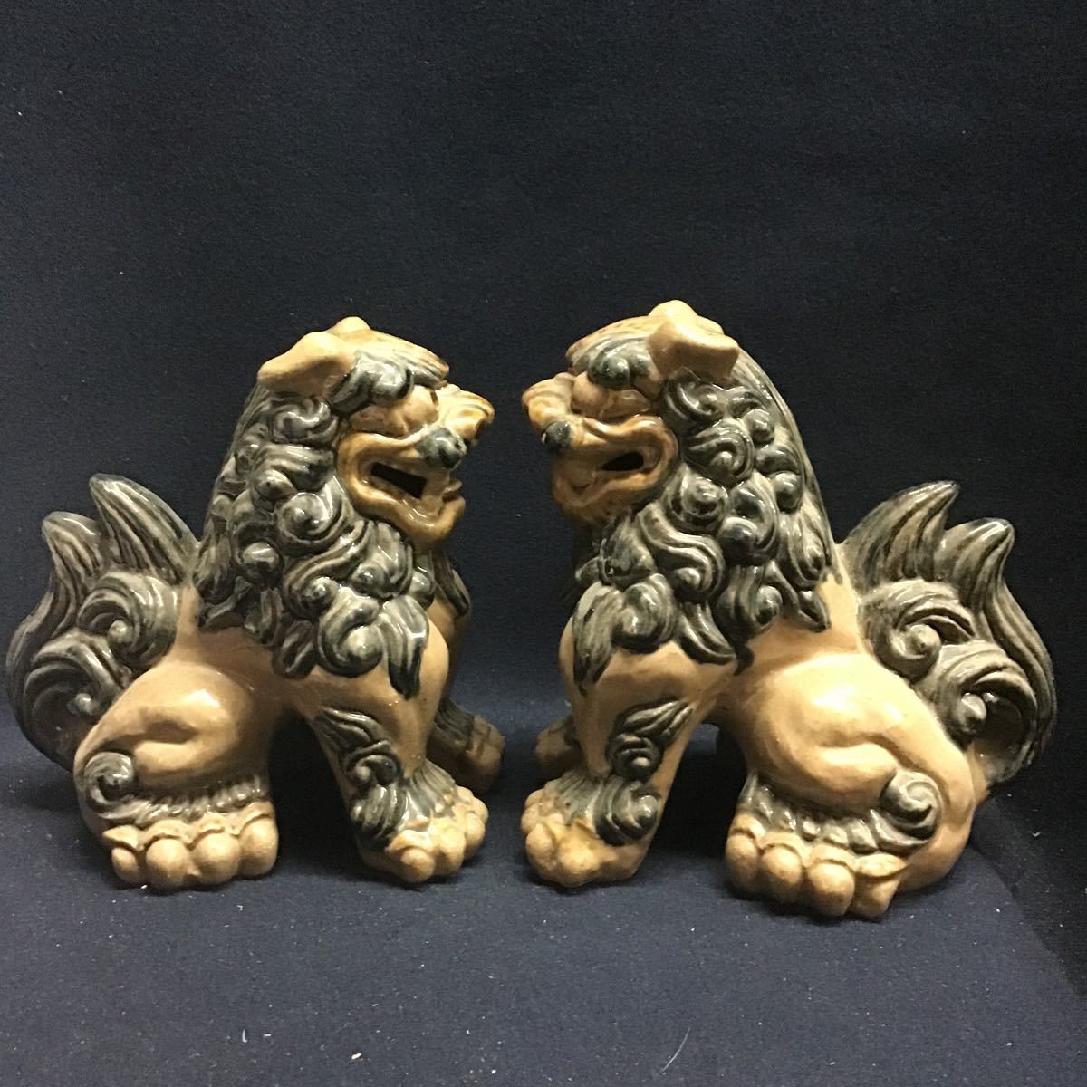シーサー 狛犬 獅子 置物 陶器製 沖縄 琉球 壺屋焼 一対 2体 魔除け 