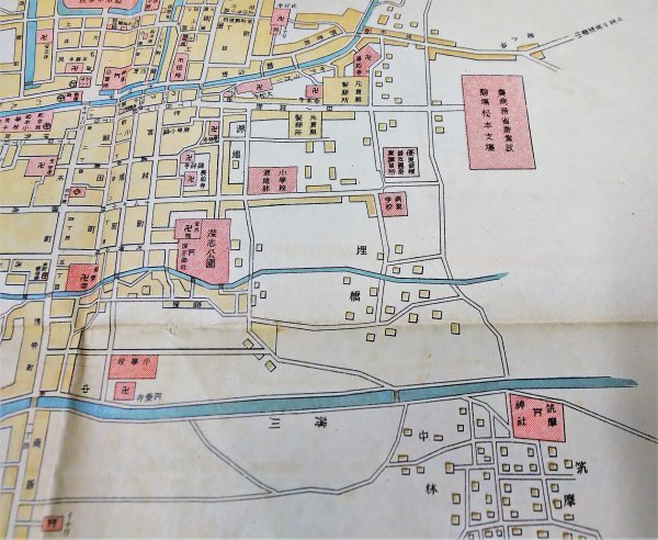 S192 戦前 大正5年 長野 歴史 郷土資料【松本市全圖 温泉地圖・町名入