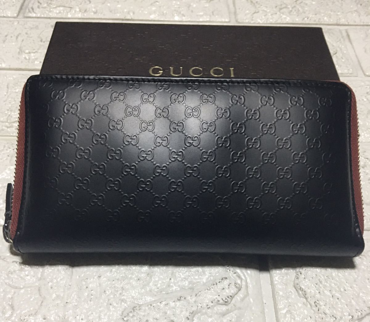 正規品／鑑定済みGUCCIマイクロGGラウンドジップ長財布／型番308260 