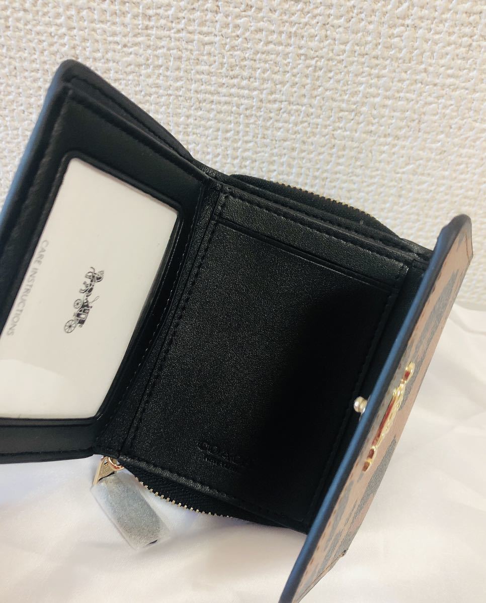 COACH コーチ 三つ折り財布 ミニウォレット レオパード 豹柄