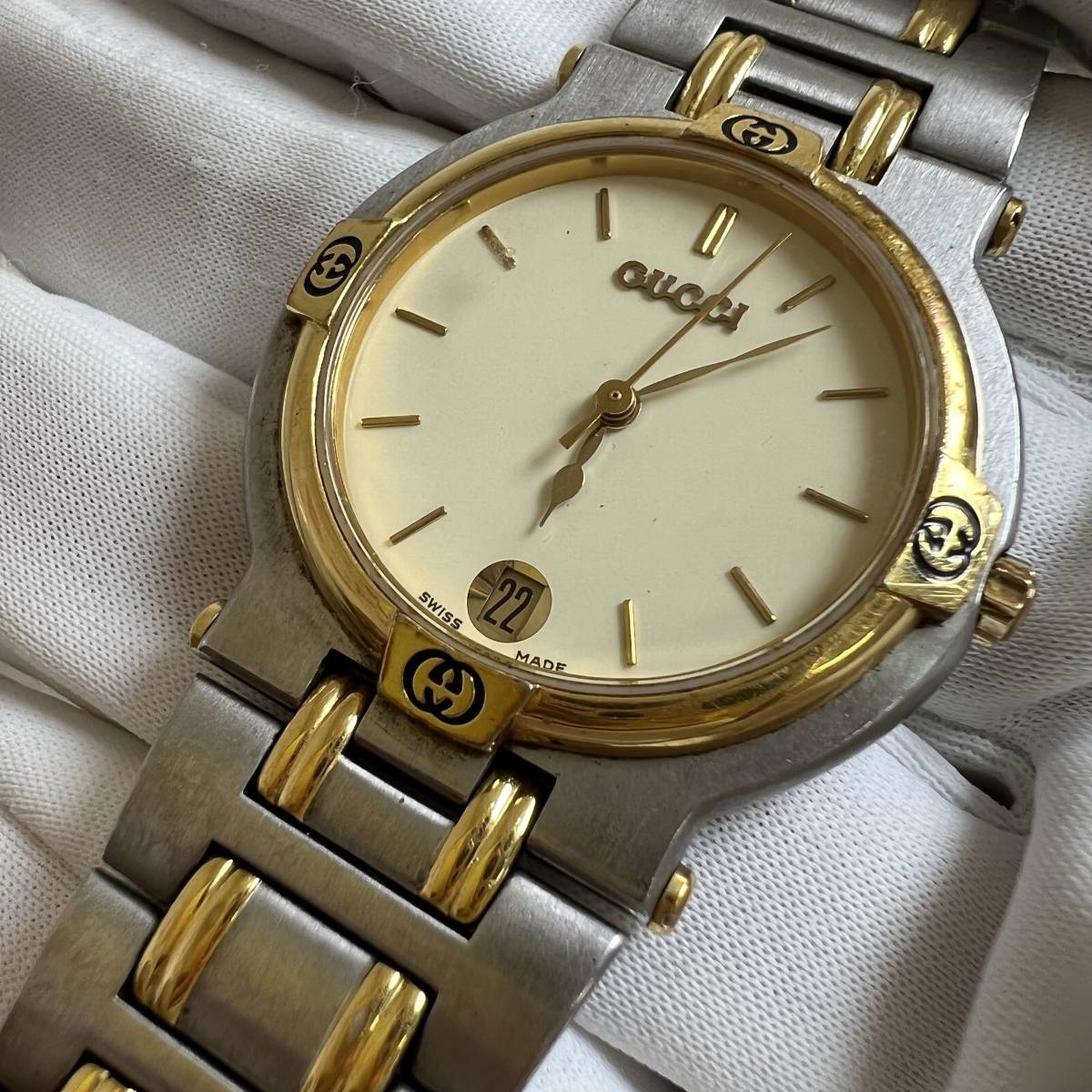 稼働品】GUCCI グッチ 9000M 34mm Quartz 腕時計 メンズ 紳士