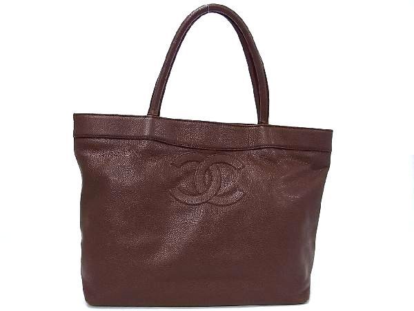 1円 CHANEL シャネル ココマーク マトラッセ キャビアスキン トート ハンドバッグ 手提げかばん 肩掛け レディース ブラウン系 AC6180JN