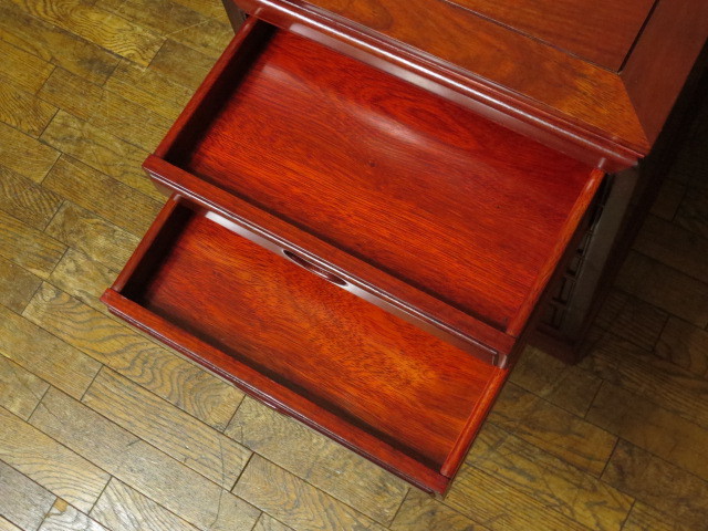 逸品 総唐木 花梨 無垢材 8杯 抽斗/引き出し/8ドロアー/手許箪笥/小