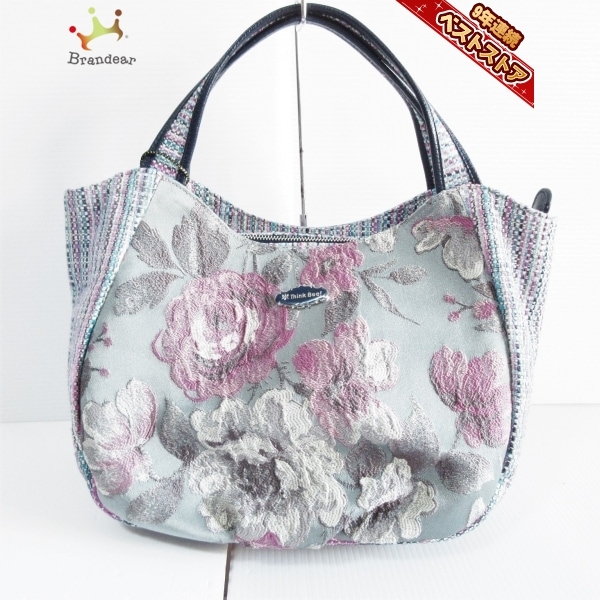 シンクビー Think Bee! ジャガード 総柄 ハンド バッグ セミショルダー 