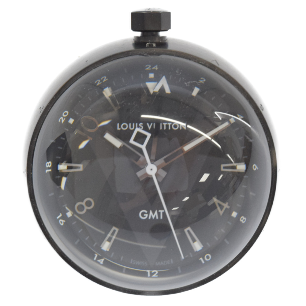 【希少品】 ヴィトン Q1Q000 タンブール GMT 置き時計 ルイヴィトン タンブール GMT テーブルクロック 置き時計 ブラック
