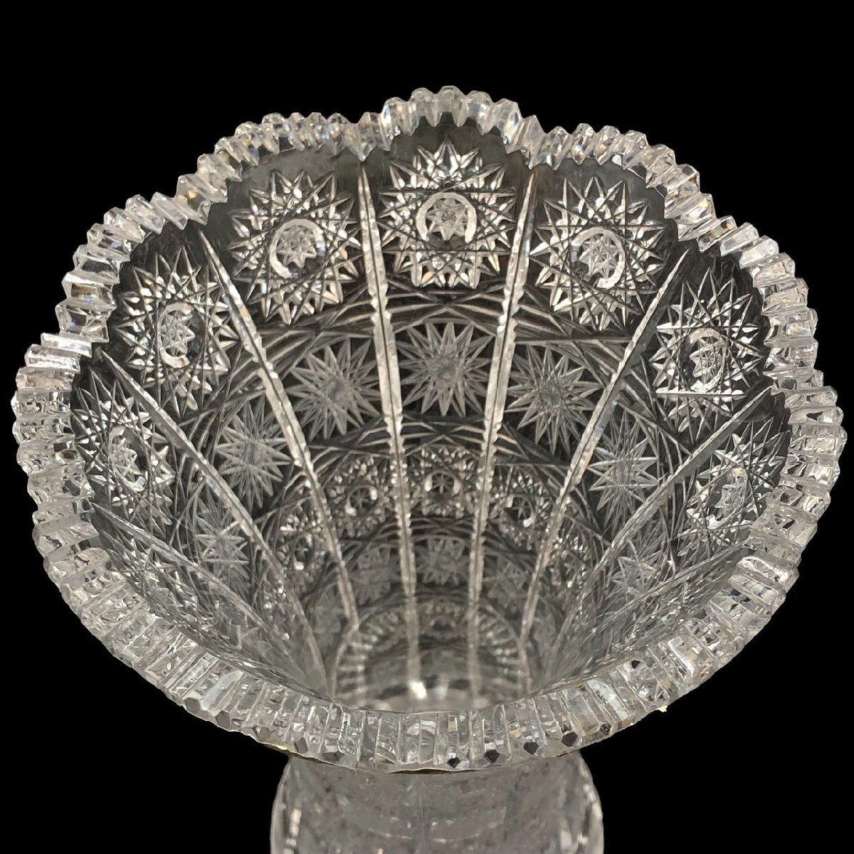 ☆ボヘミアグラス フラワーベース 花瓶 クリスタル レースカット 500PK 