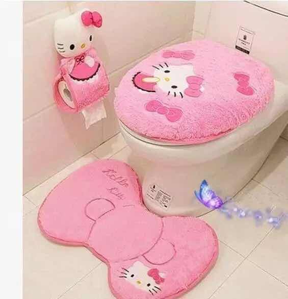 新品 キティちゃん トイレマット 蓋カバー ペーパーホルダー 4点セット  