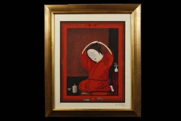 LIG】斎藤真一 「瞽女」 木版画 手彩色 肉筆サイン EA版 紺綬褒章受章