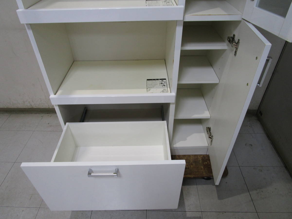L047☆キッチンボード 幅85㎝ 高さ180㎝ ホワイト☆中古品(食器棚 