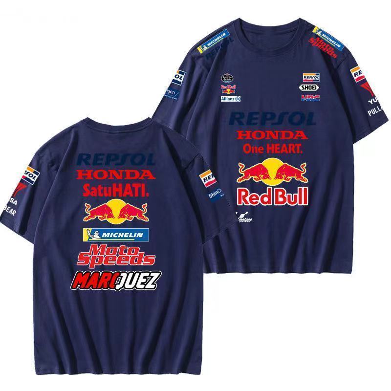 ★アウトレットセール★新品 L Red Bull Honda MotoGP マルク・マルケス #93 Tシャツ オートバイ 速乾 綿 レーシング 半袖 シャツ スポーツ