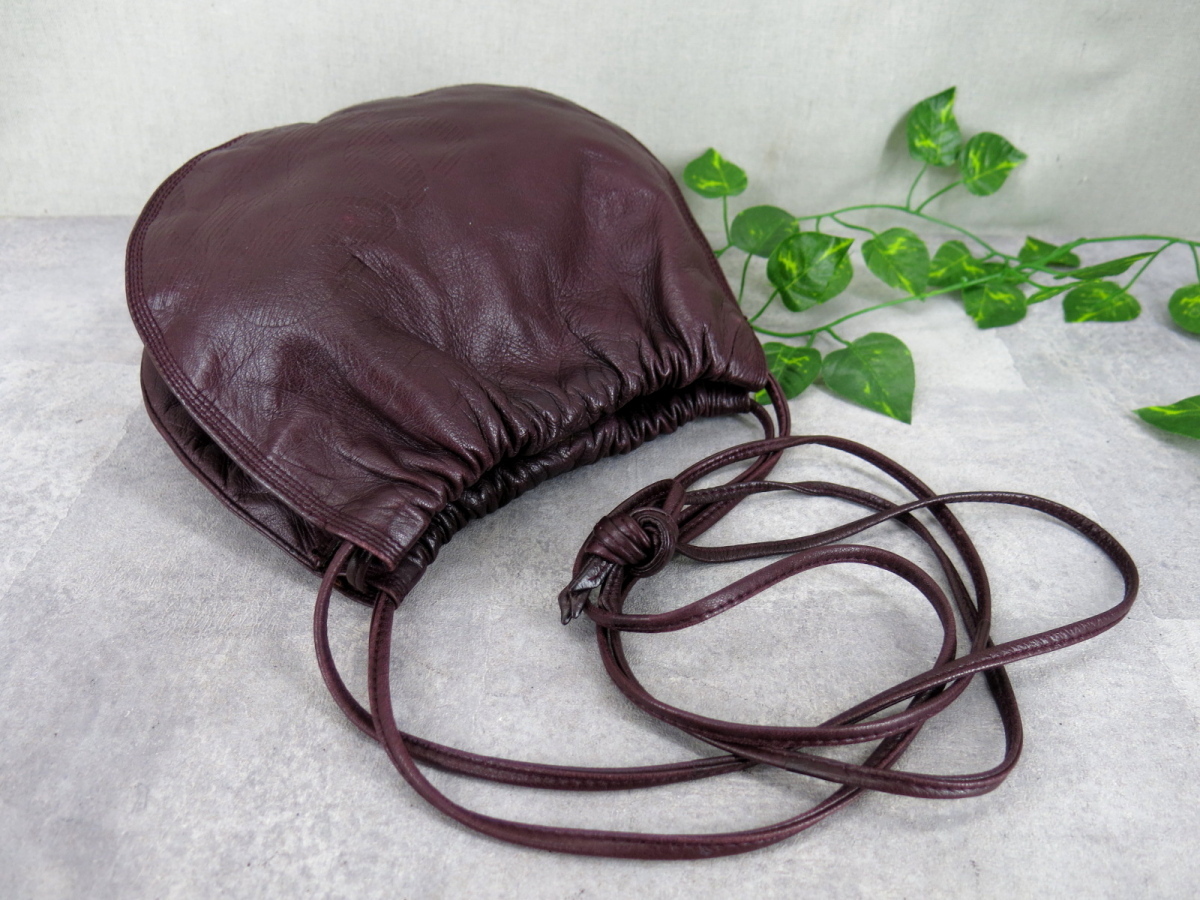 美品○希少○ロエベ ショルダーバッグ ゴールド金具 ポシェット レザー 
