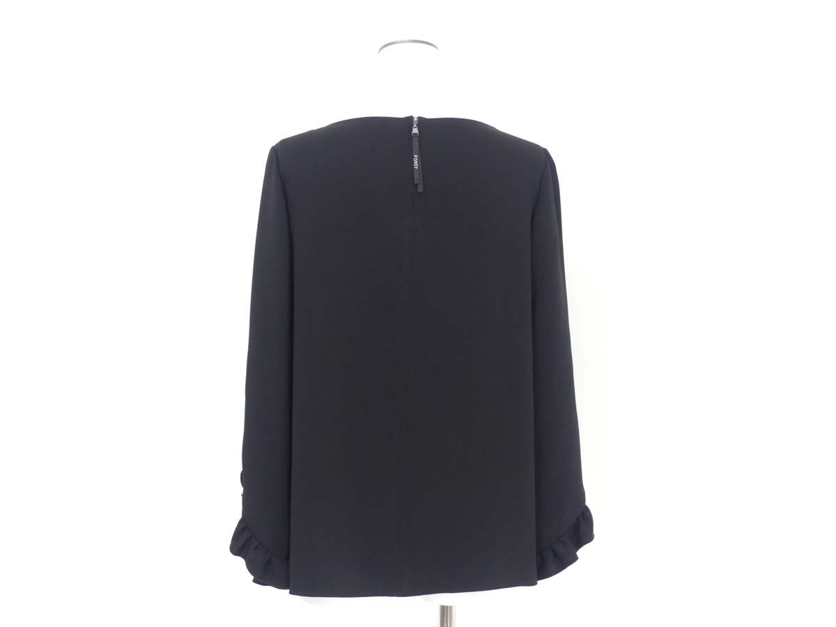 FOXEY NEWYORK ブラウス 40 ブラック アセテートBLEND#袖コンシャス 