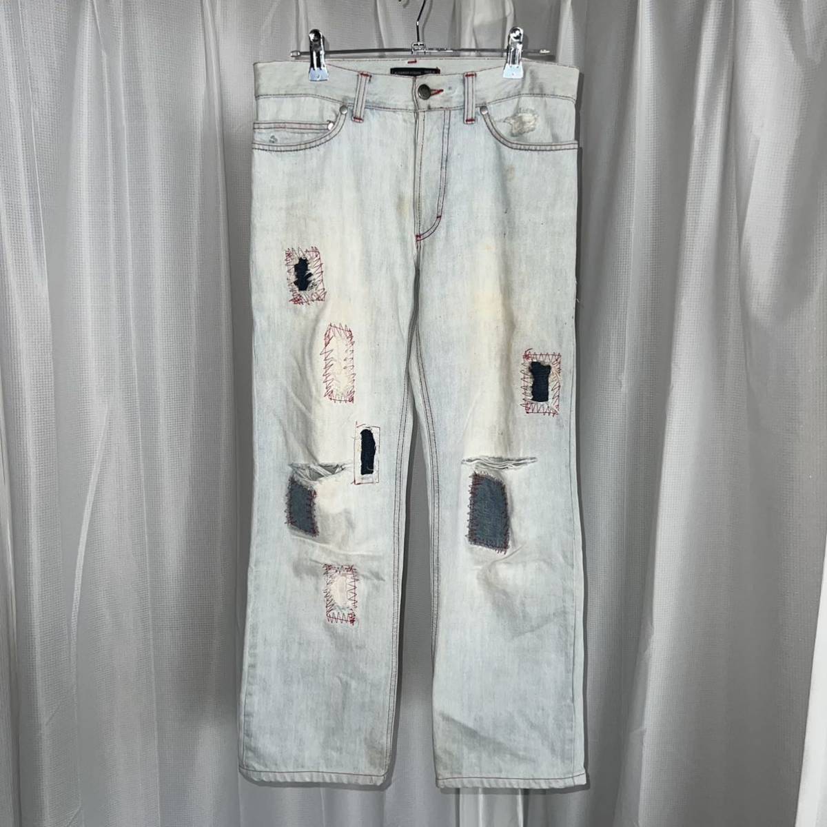 AW2000 ALEXANDER MCQUEEN 00AW アレキサンダー マックイーン 本人期 初期 パッチワーク デニム ジーンズ パンツ(男性用)｜売買されたオークション情報、yahooの商品情報をアーカイブ公開 - オークフ 男性用