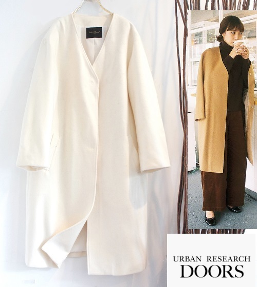 URBANRESERCHアーバンリサーチ/a week/ Vネックロングノーカラーコート 