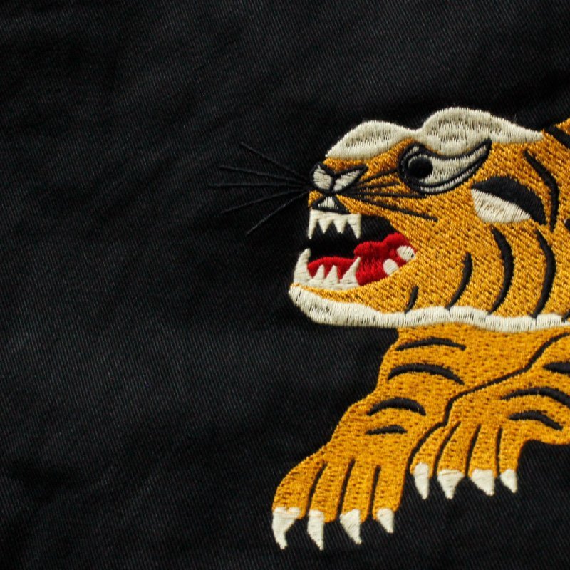 新品 HOUSTON ヒューストン ベトジャン スカジャン 虎刺繍 ブラック XL 