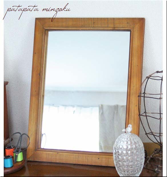 木製 ウォールミラー アンティーク調 アウトレット 鏡 壁掛け鏡 ミラー