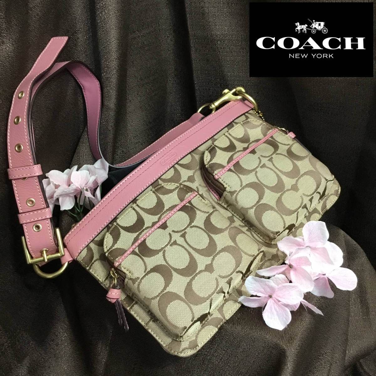 シグネチャー コーチ ワンショルダー COACH ベージュ ショルダーバッグ 