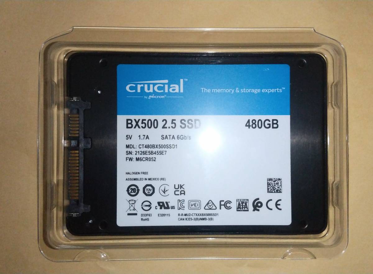 新品 クルーシャル SSD 480GB 2.5 Micron Crucial BX500 未使用