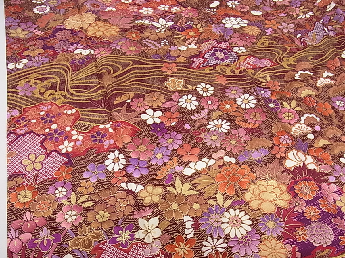 平和屋着物□紫綬褒章 巨匠『岩田専太郎』訪問着 駒刺繍 花尽し 金彩
