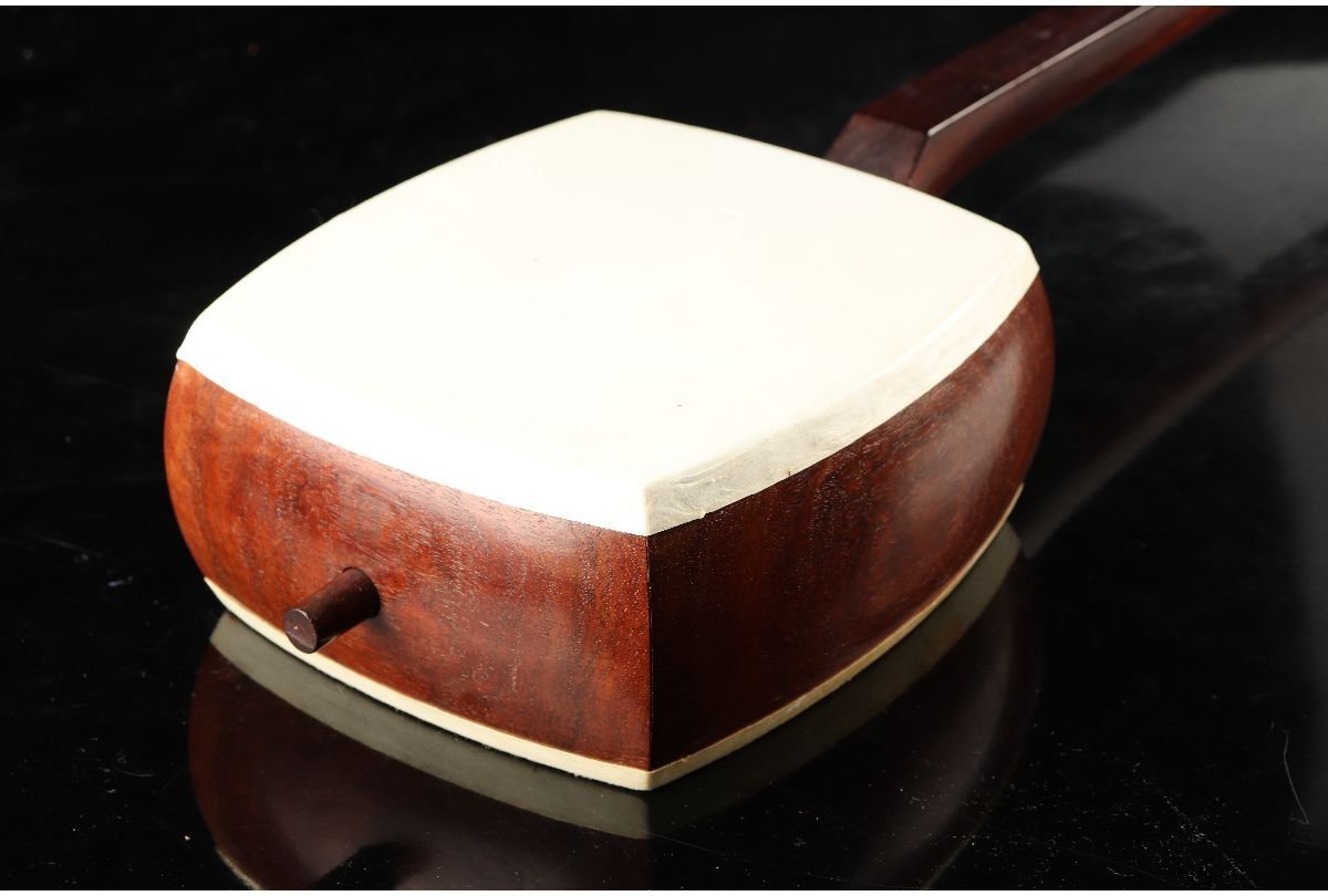 義太夫三味線 太棹 文楽 竹本 本体 白⁄赤 3弦 バチ付き 豊竹 三味線