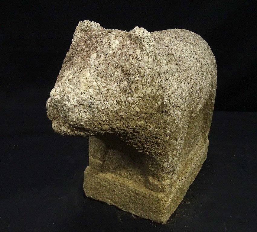 緑屋hc■ 時代物　石彫 石像　犬 置物　重量19.5kg　李朝 御影石 道祖神 庭石　i9/8-6731/17-4#120_1