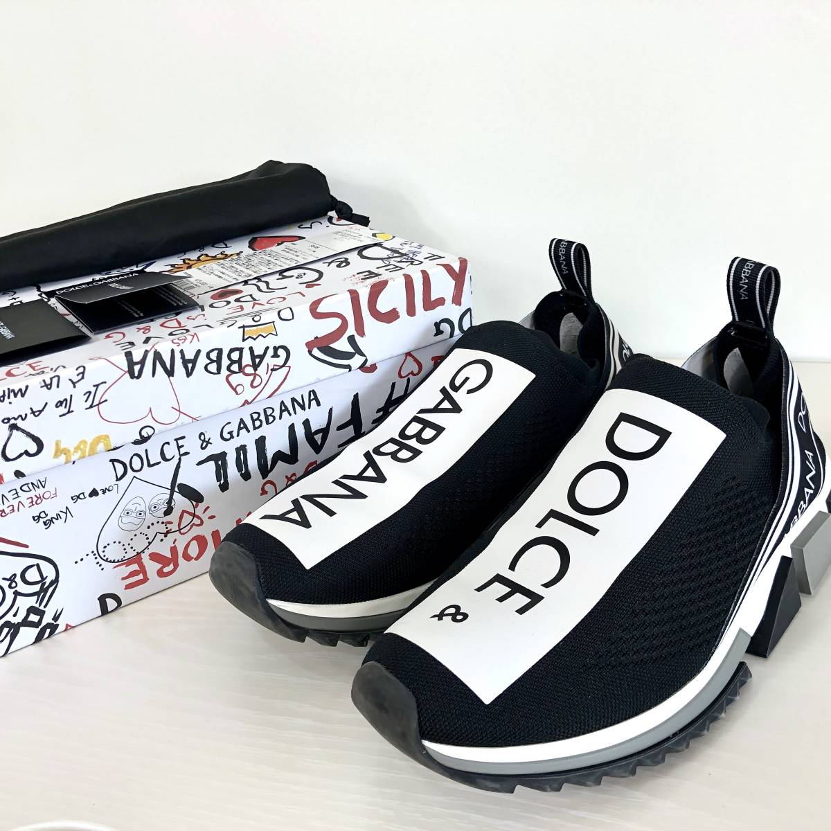 得価，人気SALE DOLCE&GABBANA ドルチェ＆ガッバーナ SORRENTO ソレント スニーカー 黒 size 43 / ドルガバ スリッポン / 付属品完備(27.5cm)｜売買されたオークション情報、yahooの商品情報をアーカイブ公開 - オーク 靴