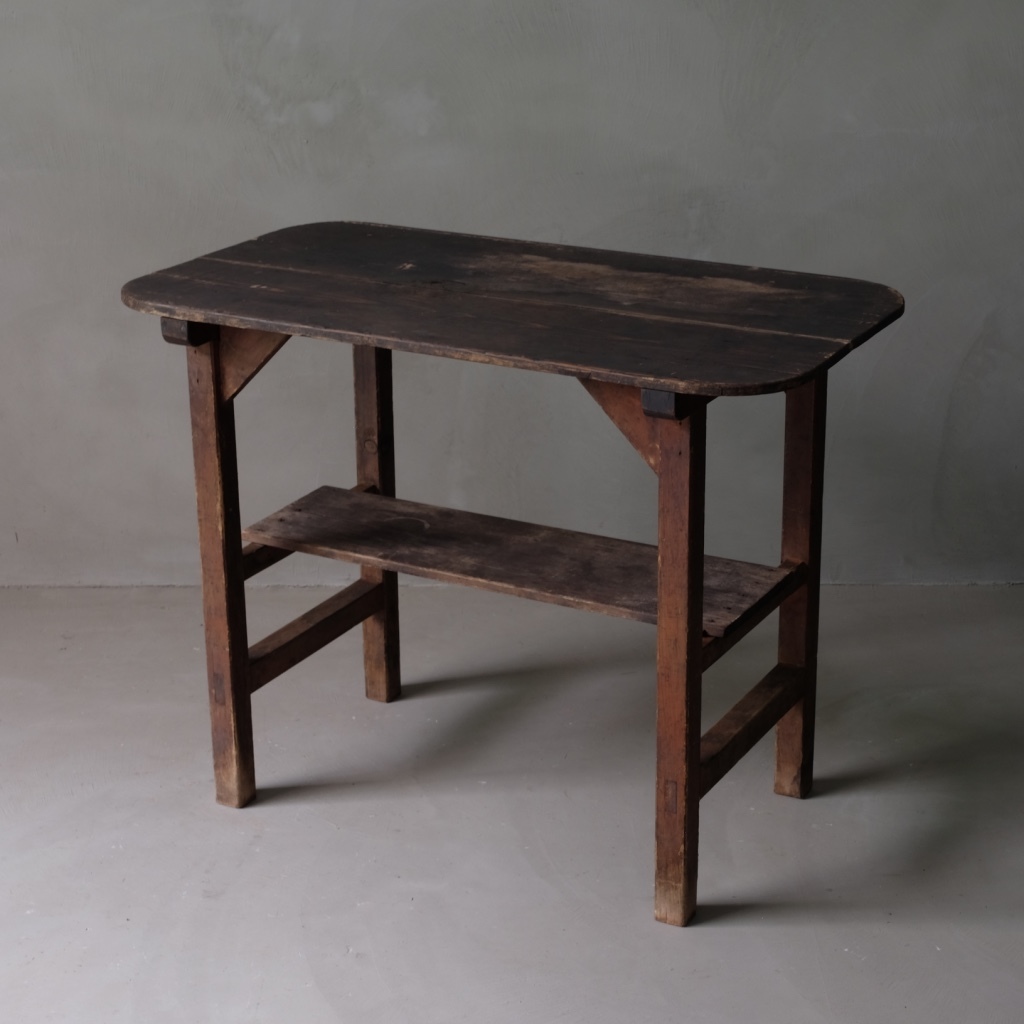 02023 松材 古い作業台 / ダイニングテーブル 机 デスク 展示台 古家具