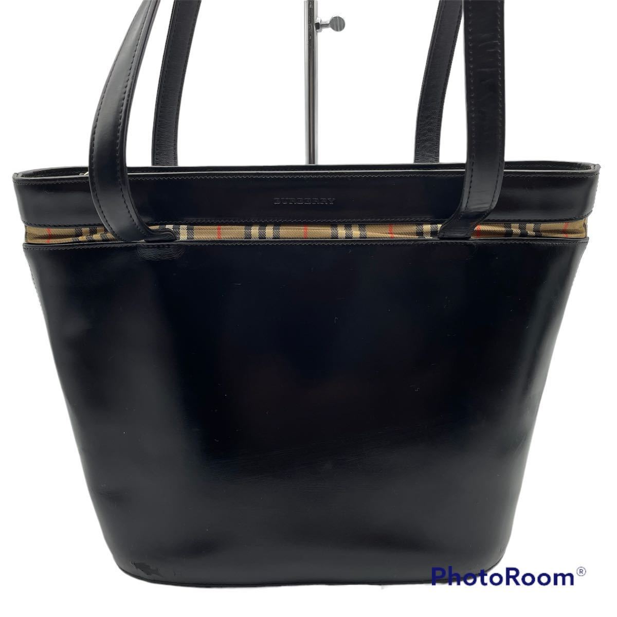バーバリー ノバチェック BURBERRY 1円 ナイロン PVC×レザー レザー