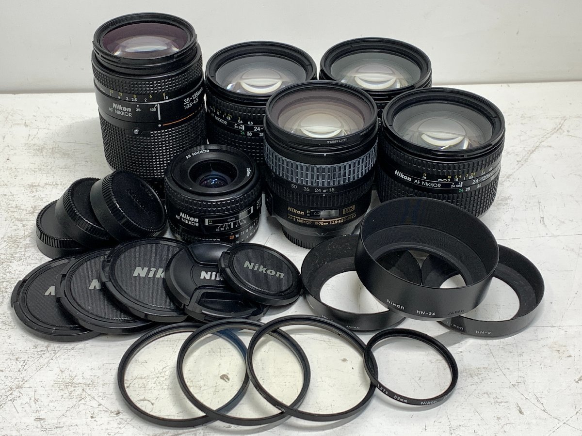 AF Nikkor＜6本まとめて・簡易動作確認・一部難あり＞AF-S 18-70mm F3.5-4.5G ED／35mm F2D／35-135mm F3.5-4.5／24-120mm F3.5-5.6D □