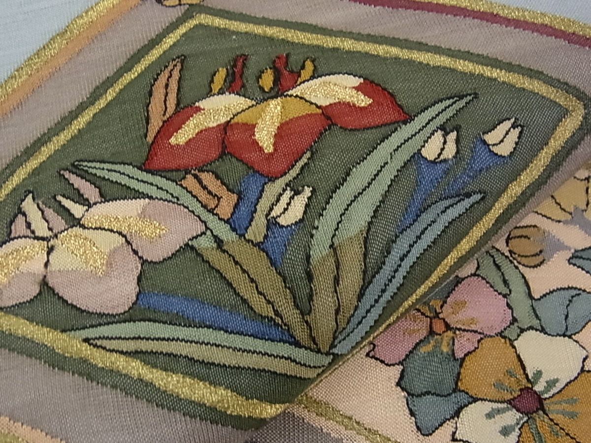 袋帯 明綴れ鳳凰 花文様 袋帯 明綴れ鳳凰 花文様