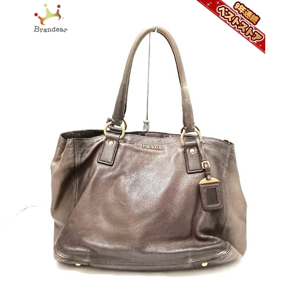 プラダ PRADA ショルダーバッグ BR4083 - レザー グレー×カーキ 革タグ 
