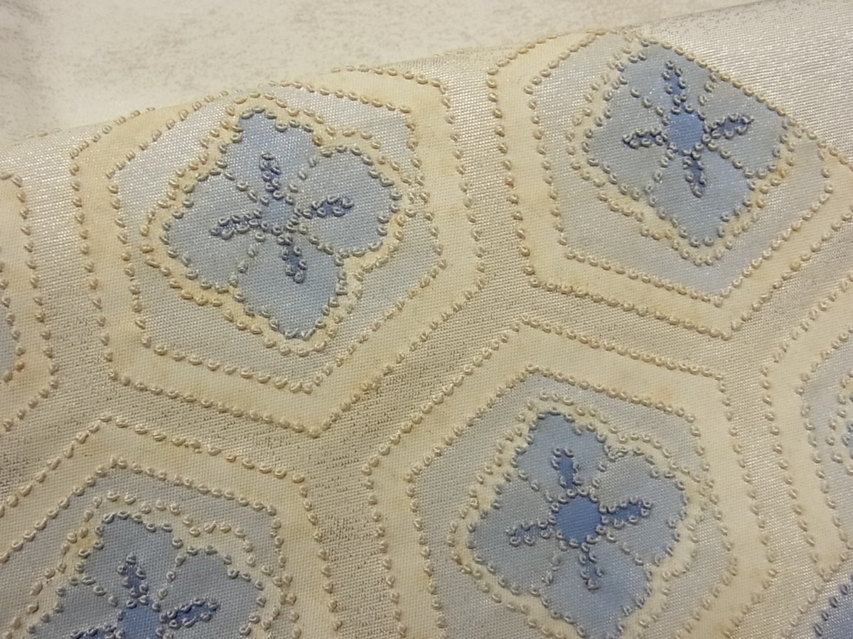 着物屋こころ□太鼓柄袋帯 中国三大刺繍 相良刺繍 切嵌花唐草文 正絹