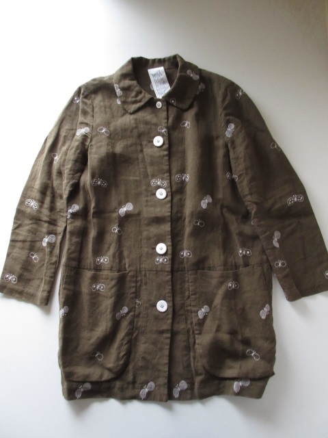 美品 mina perhonen laundry /ミナペルホネン choucho リネンコート 38 