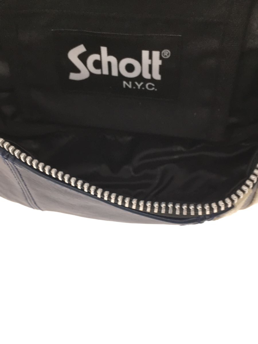 Schott◇ウエストバッグ/レザー/NVY/無地
