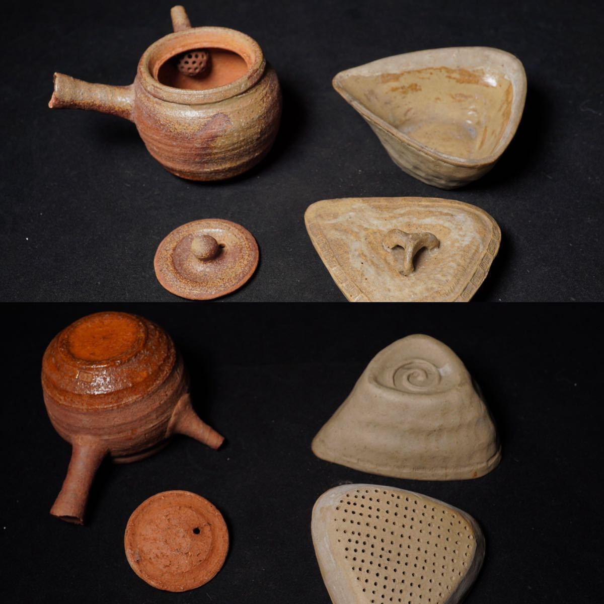 古家】備前 宝瓶 急須 萬古焼 信楽焼 七個 まとめて 急須 煎茶器 煎茶