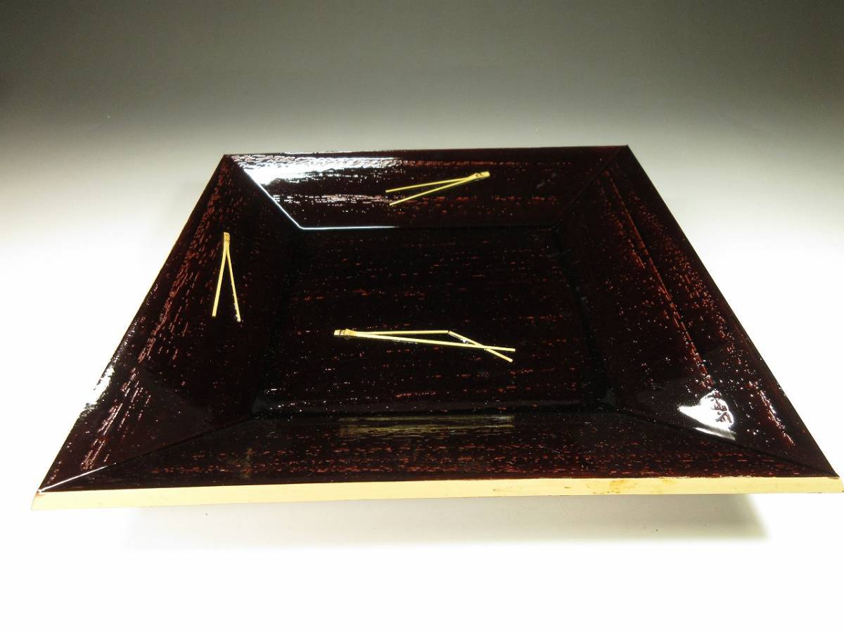 漸 中村宗悦 宗完好 竹縁 松葉 四方盆 菓子器 漆芸 漆器 茶道具 共箱 共布 本物保証 Hy614盆｜売買されたオークション情報 