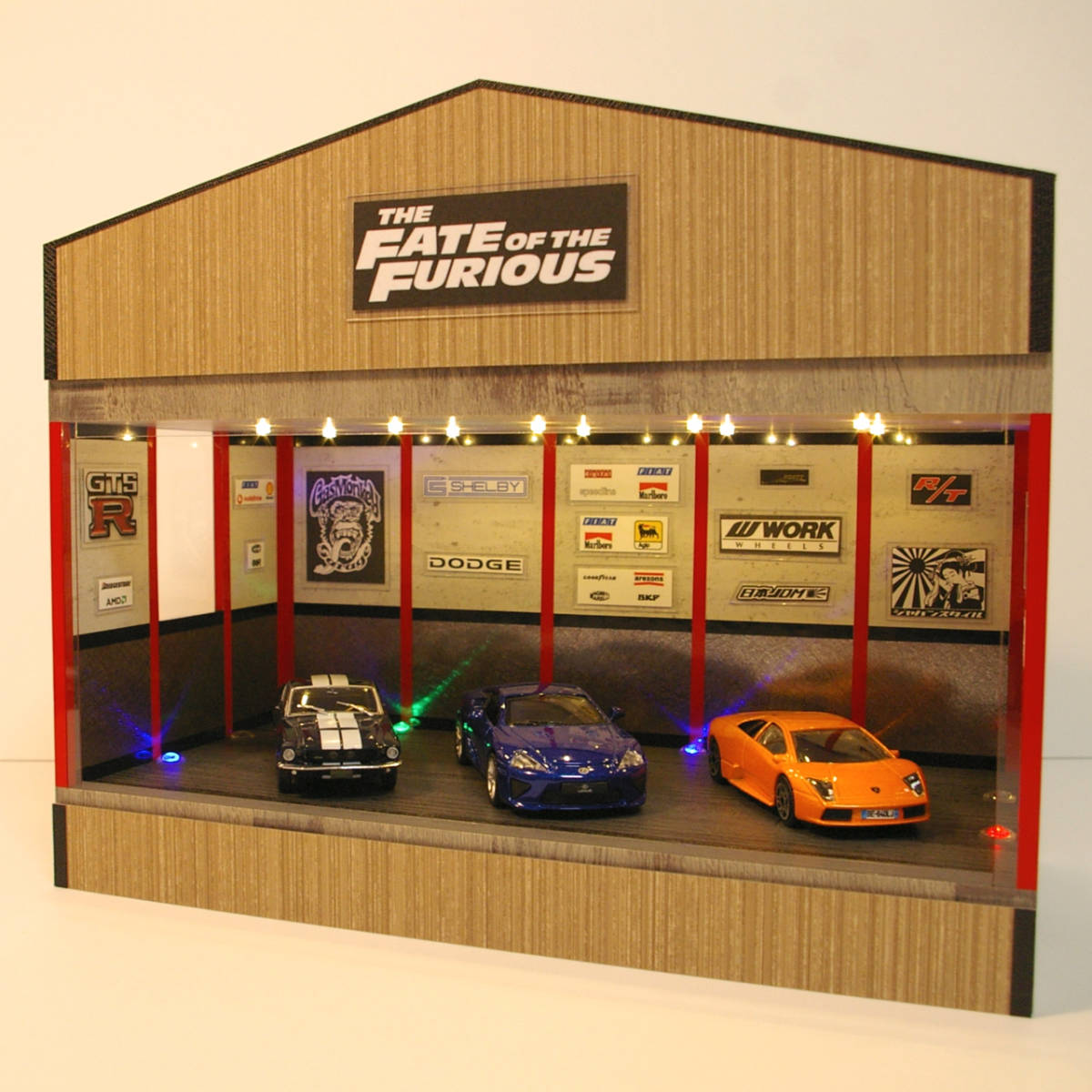 1/18展示可・ネオアメリカンガレージ・ディスプレーBOX / 点滅LED8灯