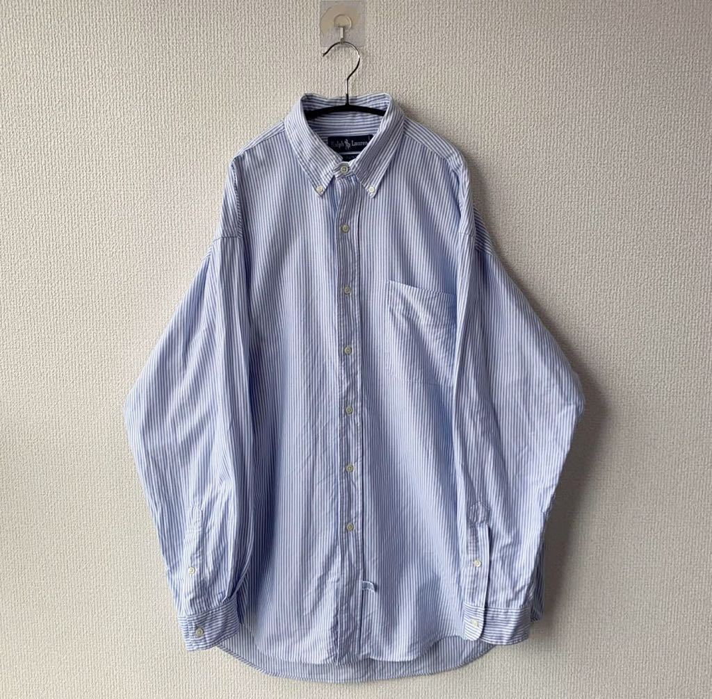 新作入荷，本物保証 90s ラルフローレン The Big Oxford ストライプ ボンダウン シャツ M Ralph Lauren 長袖 BD ビッグ オックスフォード(Mサイズ)｜売買されたオークション情報、yahooの商品情報をアーカイブ公開 - オーク 男性用
