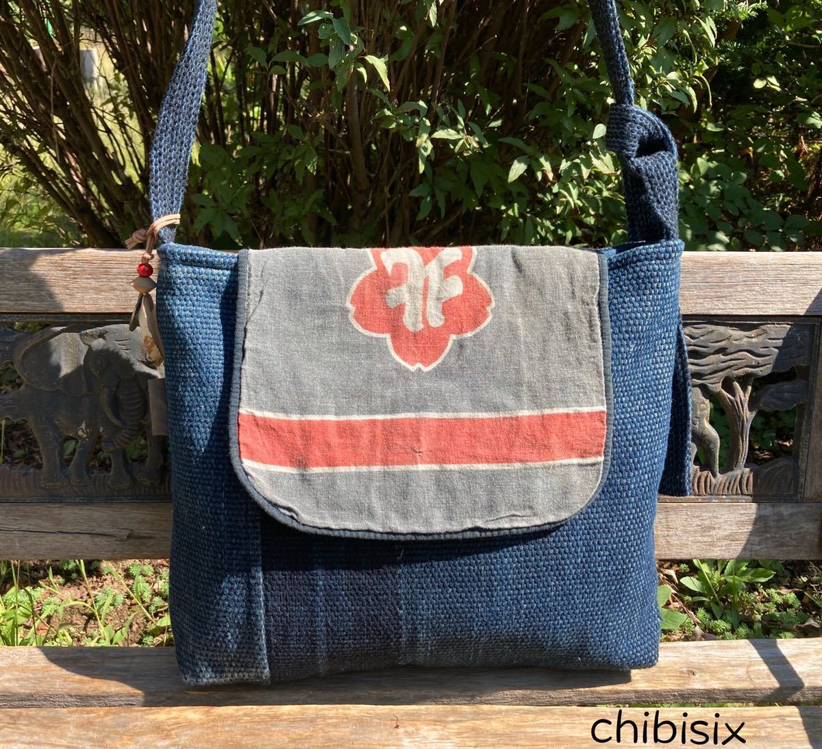 chibisix○○ハンドメイド 古布 バッグ○○刺し子 消防半纏 火消し頭巾  