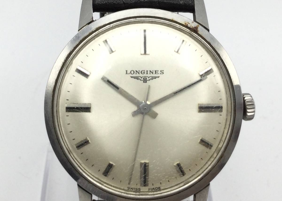 F90△【手巻き/稼働】LONGINES オールドロンジン 手巻き シルバー文字 